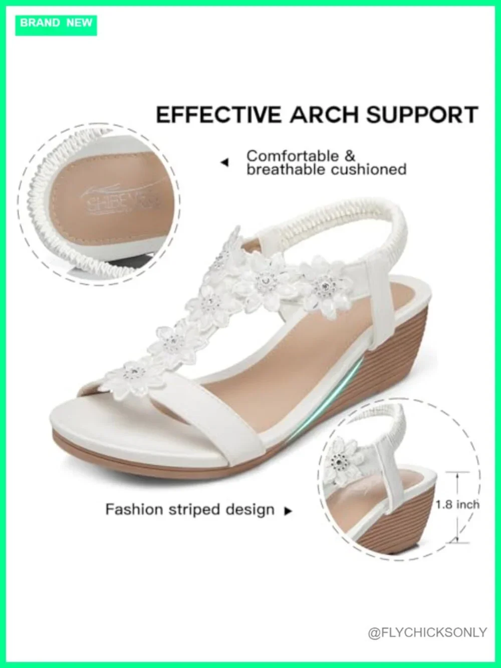 Women's Wedge Sandals with Rhinestone Floral Embellishments - Comfortable Low